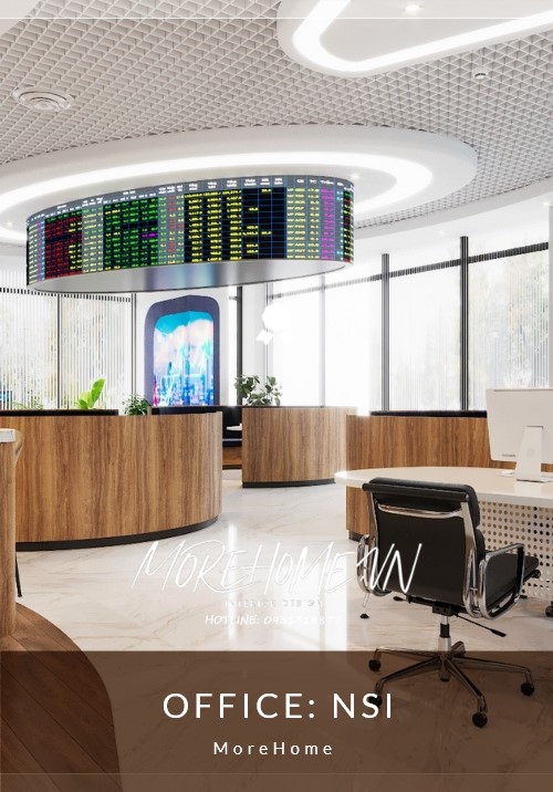 Thiết kế văn phòng chứng khoán hiện đại, sang trọng công ty NSI